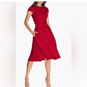 Classic Fit-and-Flare Red Midi Dress